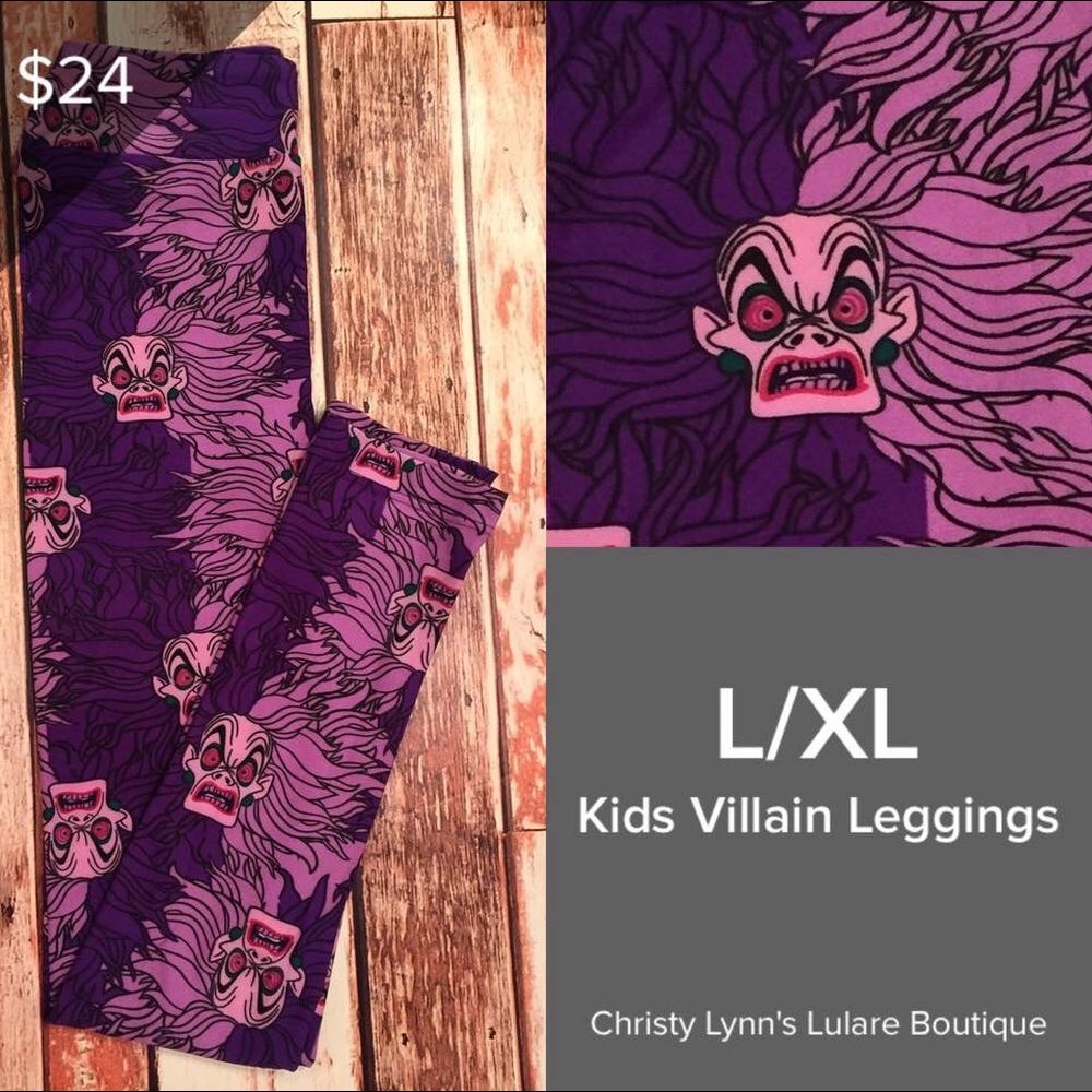 Lularoe Disney Kids Cruella de Vil Leggings L/XL